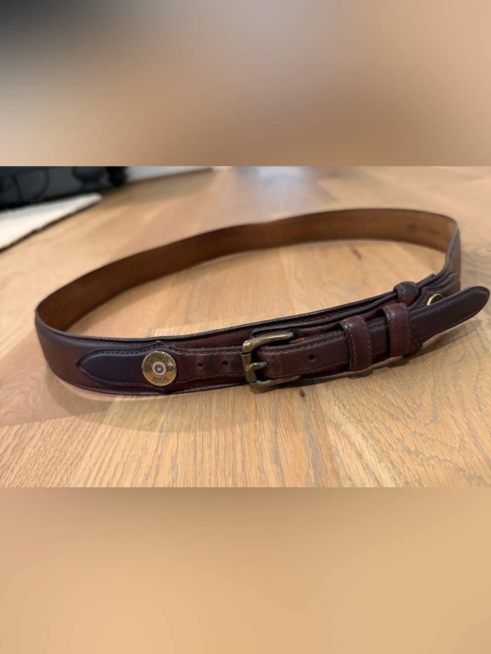 Orvis Brown Leather Shotshell Ranger Belt Brass Buckle